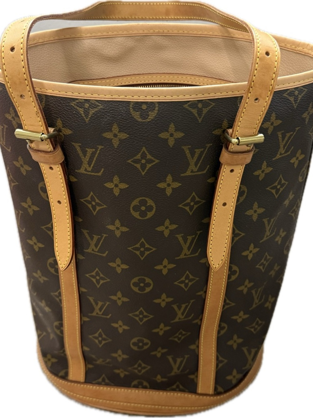 Louis Vuitton Monogram Canvas Bucket Tote with Tan Leather recently new interior - Picture 9 of 10